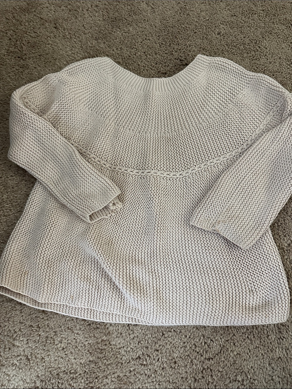 Zara Cream Knit Crewneck Sweater